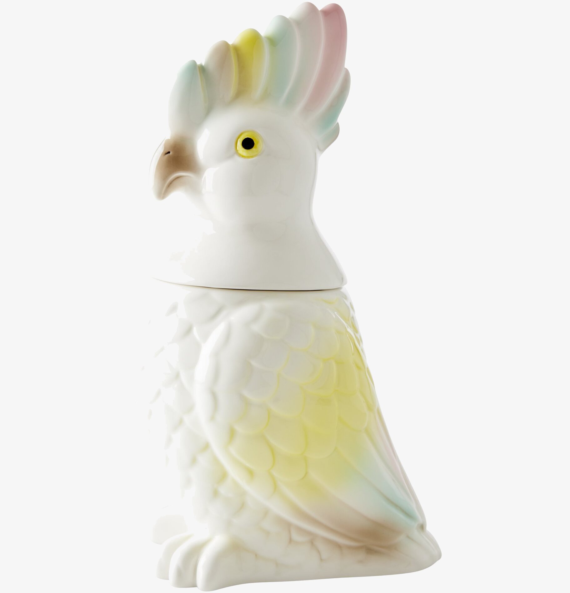 Porslinsburk Kakadua från Rice med detaljerad kakaduaform