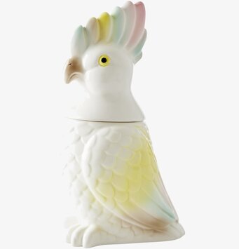 Porslinsburk Kakadua från Rice med detaljerad kakaduaform