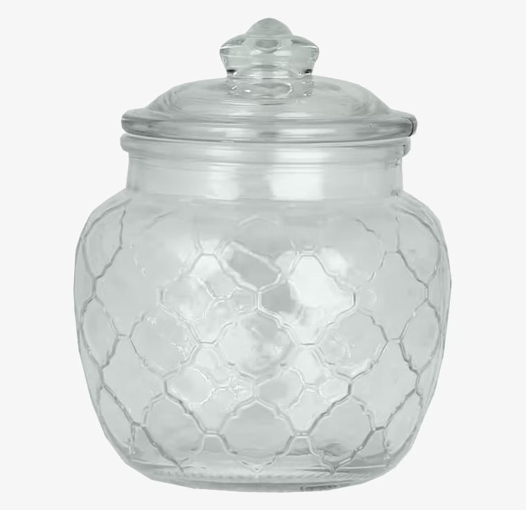 Glasburk Lisa Liten från Strömshaga med hexagonmönster