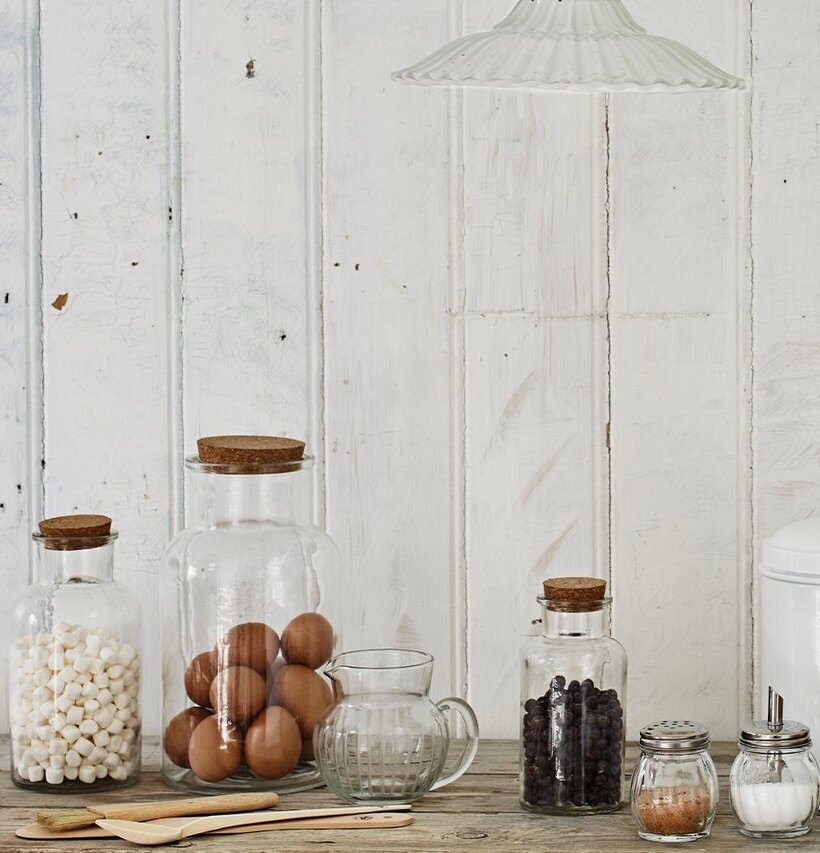 Glasburk Korklock Stor från Strömshaga på rustik träbänk