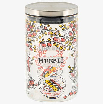 Bild av dekorativ och konstnärlig glasburk för köket