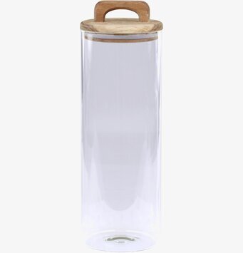 Foto av stor glasburk med akacialock i elegant design