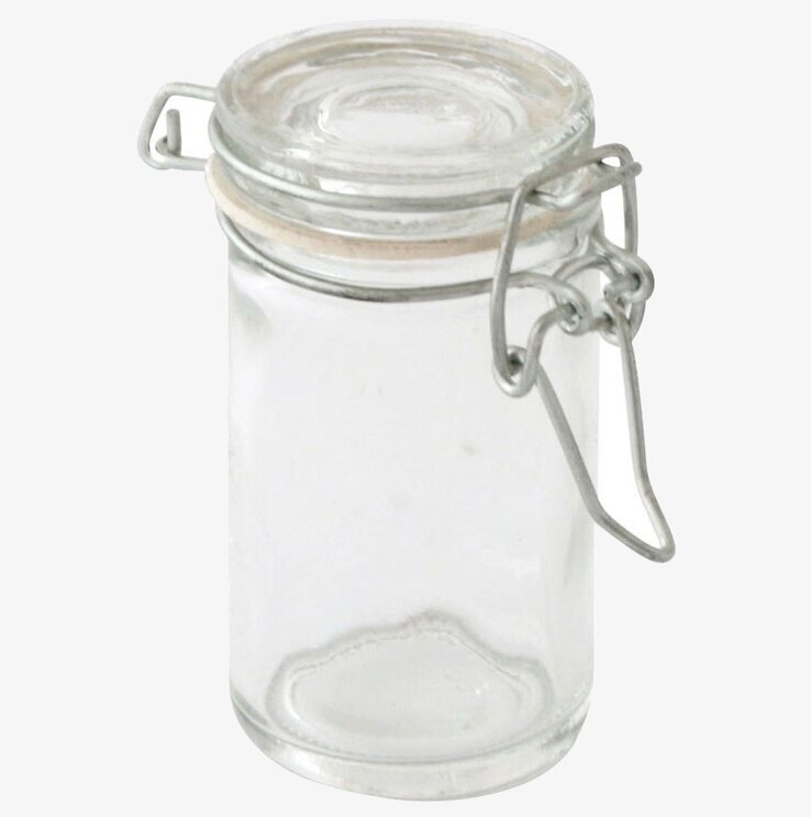 Glasburk M. Patentlock från Strömshaga med metallbygel