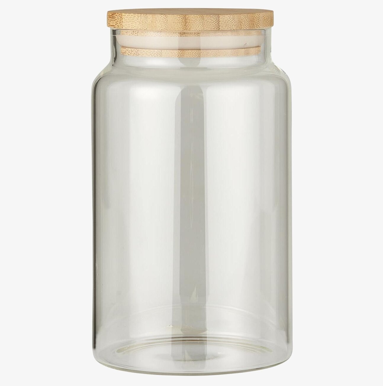 Bild av stilfull och praktisk glasburk med bambulock