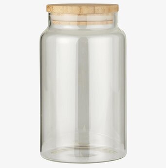 Bild av stilfull och praktisk glasburk med bambulock