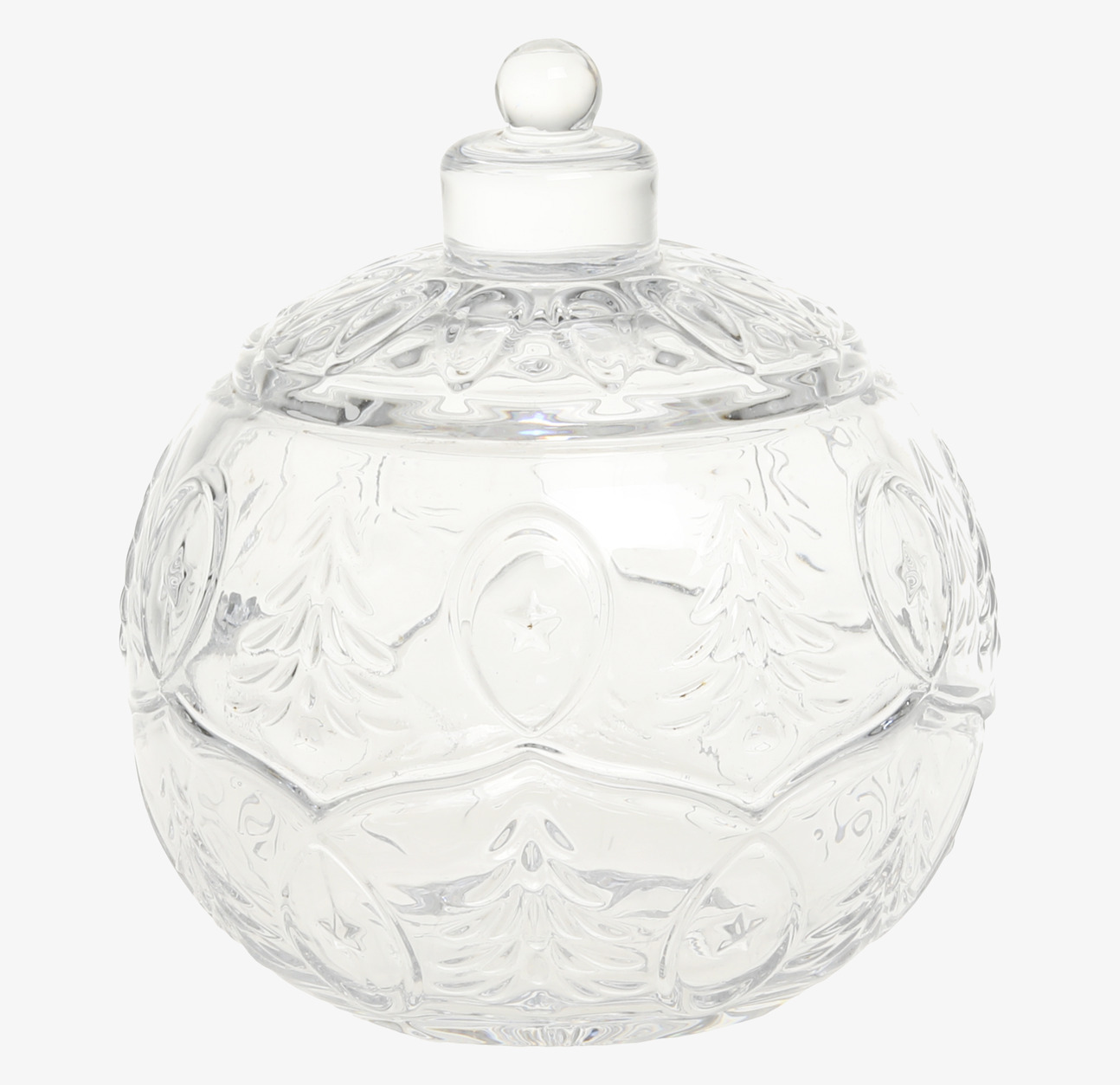 Foto av elegant glaskupa med lock och dekorativa mönster