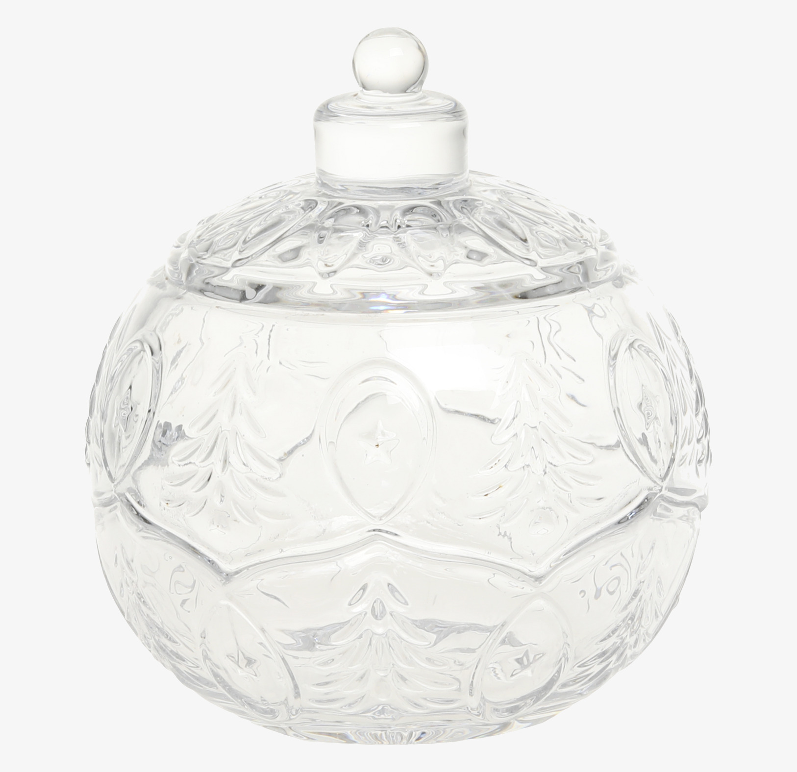 Foto av elegant glaskupa med lock och dekorativa mönster