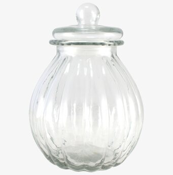 Glasburk Med Lock L från Strömshaga, klart glas med lock