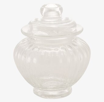 Glasburk Liten Räfflad Rund från Strömshaga i klart glas