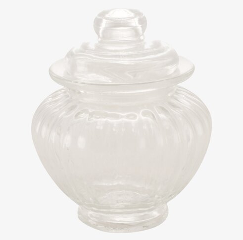 Glasburk Liten Räfflad Rund från Strömshaga i klart glas