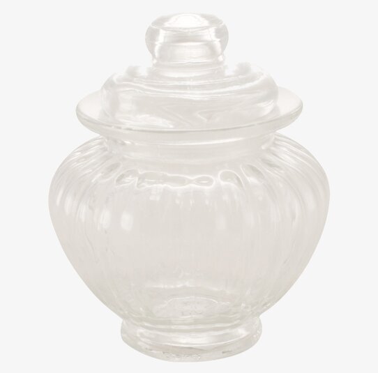 Glasburk Liten Räfflad Rund från Strömshaga i klart glas