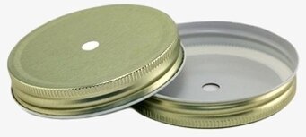 Bild av gyllene metallock för burkar med bred öppning