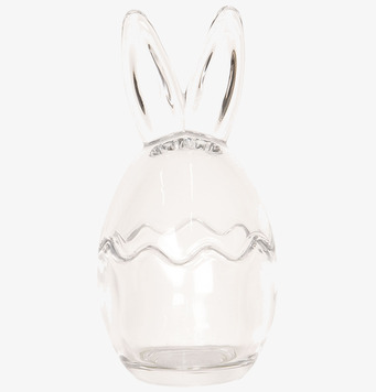 Foto: Glasburk med lock och kaninöron, transparent glas