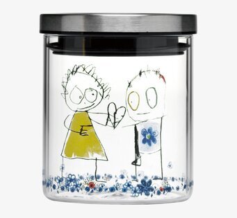 Bild av lekfull glasburk med konstnärlig design