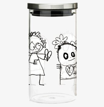 Bild av glasburk med konstnärlig design och funktionalitet