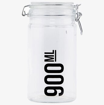 Foto av stilren och funktionell glasburk för köksförvaring