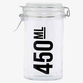 Bild av glasburk med lock och metallbygel för köket