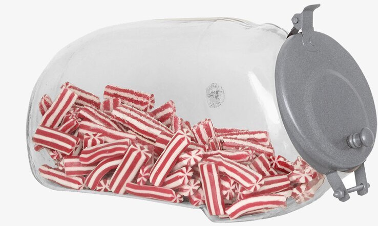 Glasburk Liggande Med Lock från Strömshaga med godis