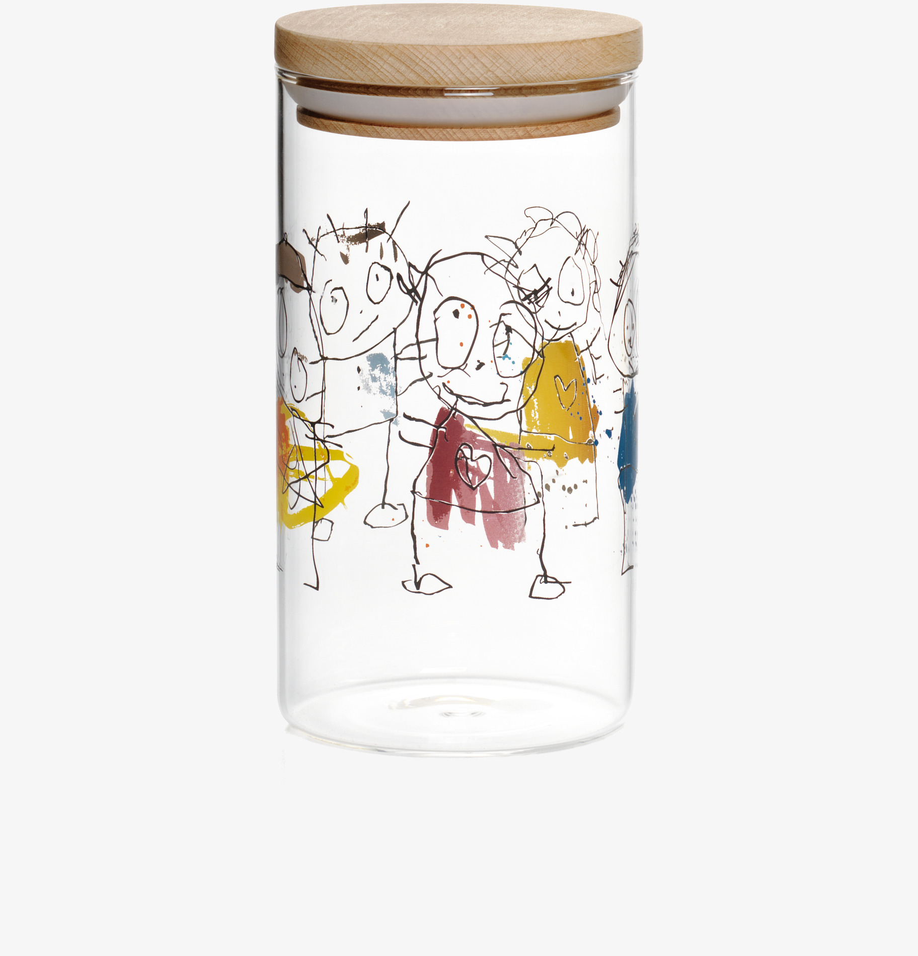 Bild av glasburk med konstnärlig och lekfull design