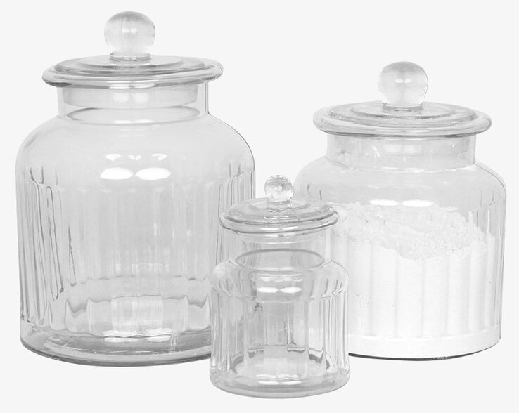 Glasburk Gustav Räfflad Stor från Strömshaga i köksmiljö